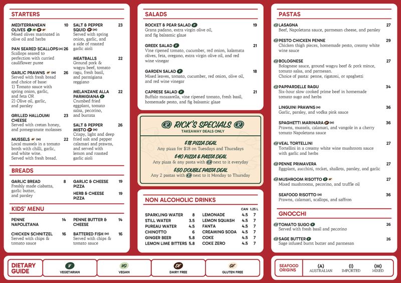 Riskalah's Takeaway Menu